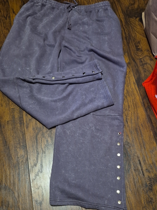 Fashion Nova Pants - Women Washed Grayish Snap-Accent Lounge Pants